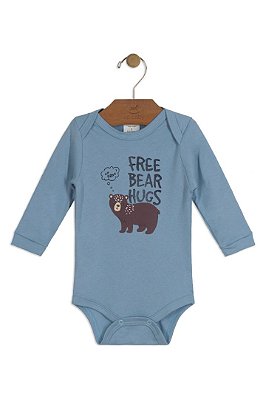 Body Manga Longa Azul Claro Urso Up Baby