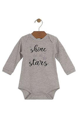 Body Manga Longa Cinza Estrelas Up Baby