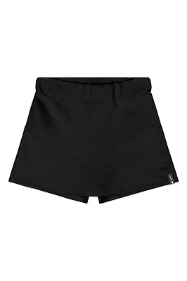 Short Saia Infantil Preto em Mletom sem Felpa Quimby