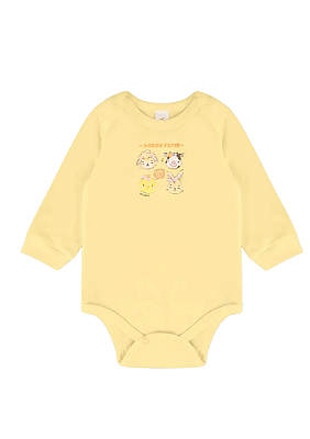 Body Manga Longa para Bebê Menina Amarelo Fazendinha Up Baby