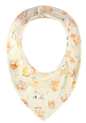 Babador Bandana em Suedine Estampa Fazendinha para Bebê Menina Up Baby