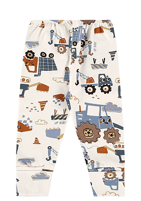 Calça para Bebê Menino em Suedine Estampa Trator Up Baby