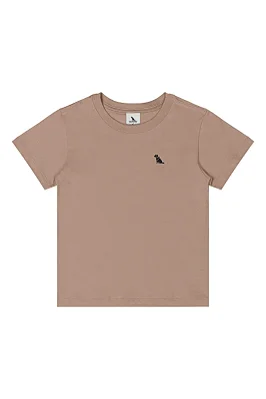 Camiseta Masculina em Manga Curta em Meia Malha na Cor Caqui Quimby