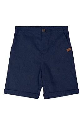 Bermuda Masculina em Tecido Viscolinho na Cor Azul Peacoat Quimby