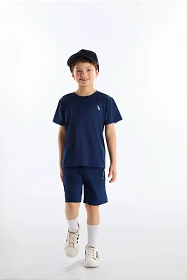Camiseta Manga Curta em Malha Dry Fit na Cor Azul Escuro Quimby