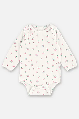 Body para bebê feminino Manga Longa em Suedine Estampa Joaninha e Cerejas Up Baby