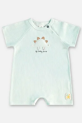 Macaquinho para Bebê Menino Listrado Azul e Branco Dinossauro Up Baby