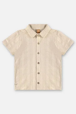 Camisa Social Infantil Masculina em Malha Tricot Offwhite Up Baby