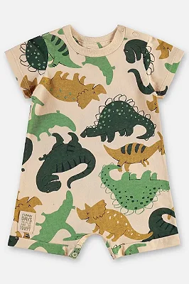 Macaquinho para Bebê Masculino em Meia Malha Estampada com Dinossauros Up Baby