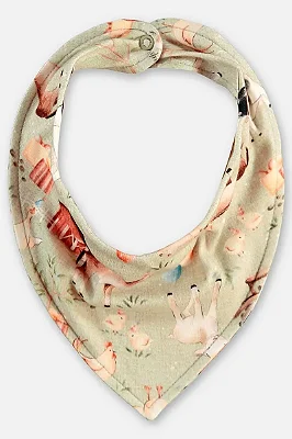 Babador Bandana em Algodão Estampado com Bichinhos da Fazenda Up Baby