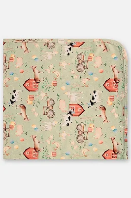 Manta para Bebê Unissex em Algodão Estampado com Bichinhos da Fazenda Up Baby