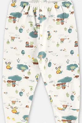 Calça para Bebê Masculino em Suedine Estampado com Bichinhos na Lagoa Up Baby