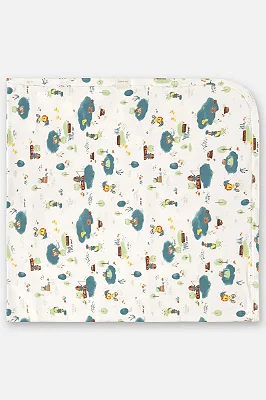 Manta para Bebê Menino em Algodão Estampado com Bichinhos na Lagoa Up Baby