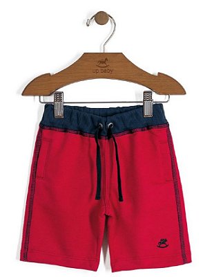 Bermuda Infantil de Moletom Vermelho e Marinho Up Baby