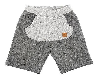 Bermuda Infantil em Moletom sem Felpa Cinza Escuro com Bolso Frontal Up Baby