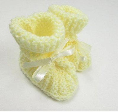 Sapatinho de Tricô para Bebê Amarelo