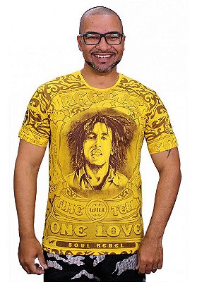 Camiseta Indiana Masculina Bob Rasta Amarela