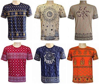 Kit/Lote 20 Camisetas Indianas Unissex Tradicionais Sortidas