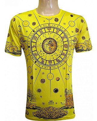 Camiseta Indiana Unissex Zodíaco Amarela