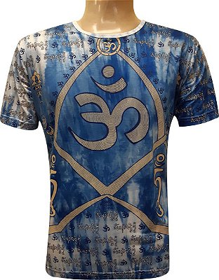 Camiseta Indiana Unissex Mantra Om Tie-Dye Royal