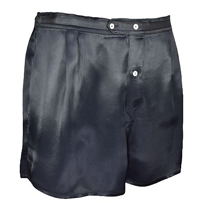 Cueca Samba Canção Preta Pregas PARIS 100% seda pura