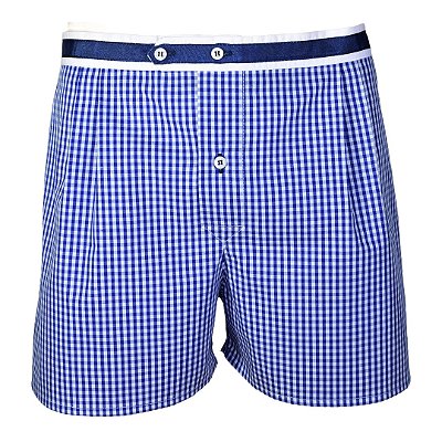 Cueca Samba Canção com Pregas Vichy Azul  -  BUENOS AIRES  -  100% algodão
