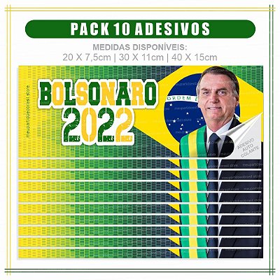 PACK COM 10 ADESIVOS - BOLSONARO 2022