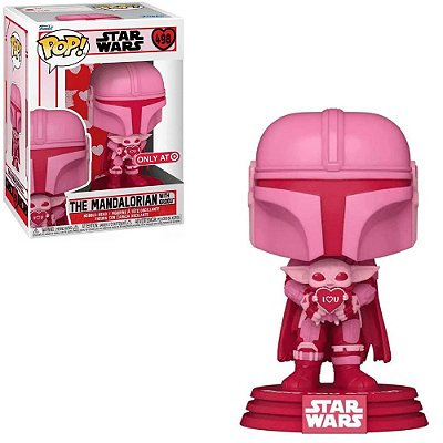 Funko Pop The Mandalorian 498 Mando w/ Grogu Valentines Day