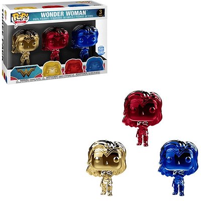 Funko Pop DC Wonder Woman 3-Pack Chrome Exclusive