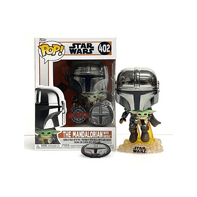 Funko Pop Star Wars 402 Mandalorian w/ Grogu com Pin