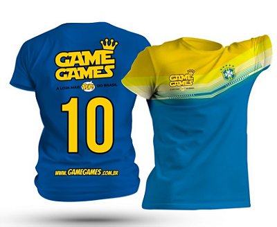 Camiseta Brasil Copa Personalizada GameGames - Azul c/ Amarela