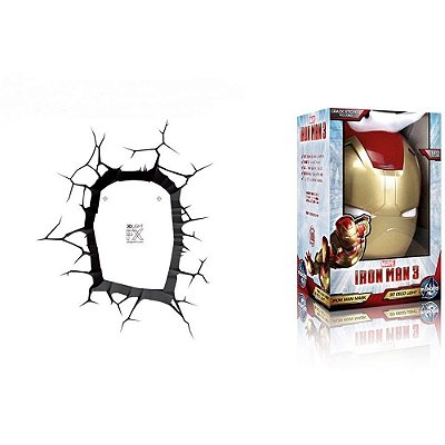 Luminária Máscara Homem de Ferro 3D Light FX Iron Man 3 Avengers