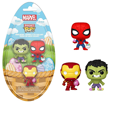 Funko Pocket Páscoa Marvel Hulk, Spider-Man, Iron Man 3pack
