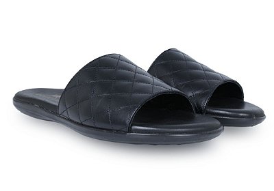 Sandália Masculina Couro Matelassê Preto Barcelona Design
