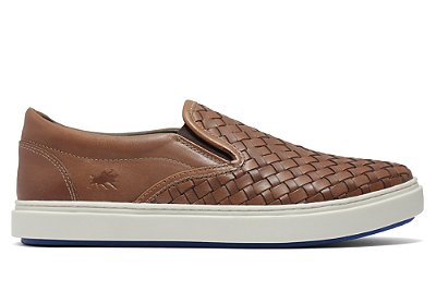 Tênis Iate Couro Tresse Caramelo Barcelona Design