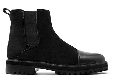 Bota Chelsea Tratorada Couro Preto Barcelona Design