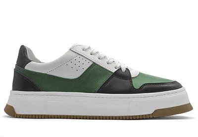 Tênis Couro Branco / Verde / Preto Barcelona Design | Bravo