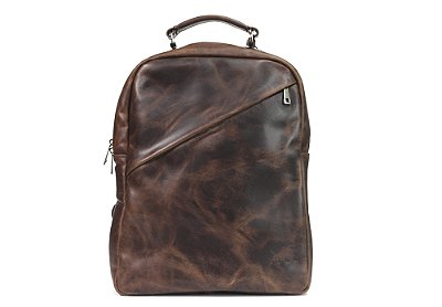 Mochila Em Couro Legitimo Marrom Castanho Estonado Barcelona Design