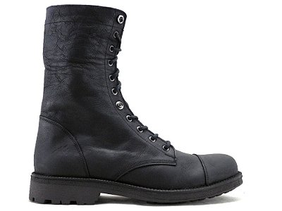 Bota Masculina Cano Longo Reversível Couro Preto Barcelona Design | Combat Bull