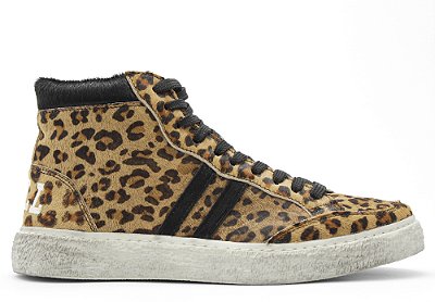 Tênis Sneakers Cano Alto Couro Onça Barcelona Design | Luck Bull