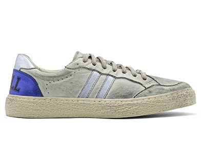 Tênis Sneakers Couro Branco/Azul Barcelona Design | Luck Bull