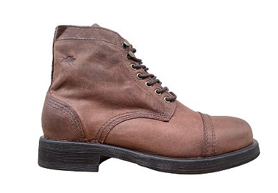 Bota Cano Médio Couro Marron Barcelona Design
