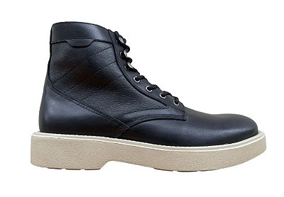Bota Cano Médio Couro Preto Barcelona Design
