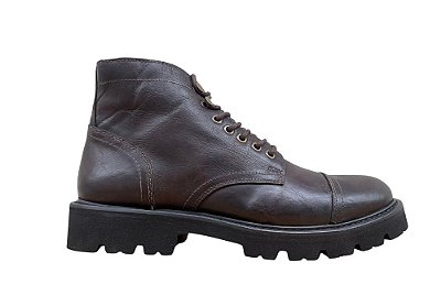 Bota Cano Médio Couro Castanho Barcelona Design