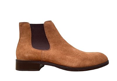Bota Chelsea Masculina Couro Camurça Caramelo Barcelona Design