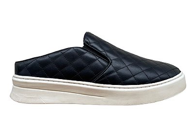 Tênis Mule Couro Preto Barcelona Design