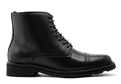 Bota Cano Médio Com Zíper Couro Preto Barcelona Design | Urban