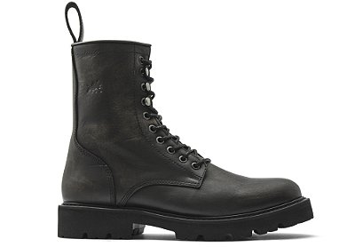 Bota Cano Alto Com Zíper Couro Preto Estonado Barcelona Design | Bull Ride