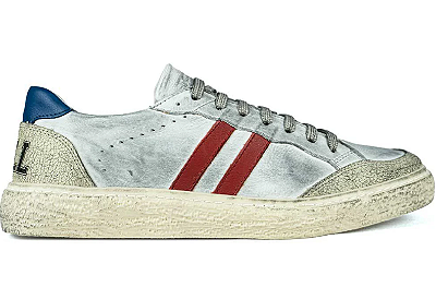 Tênis Sneakers Couro Branco Estonado Barcelona Design - Tam 33 a 36| Luck Bull