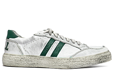 Tênis Sneakers Couro Branco/Verde Barcelona Design Tam 33 ao 36 | Luck Bull